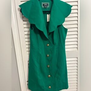 Scalloped Kelly green Anthropologie dress